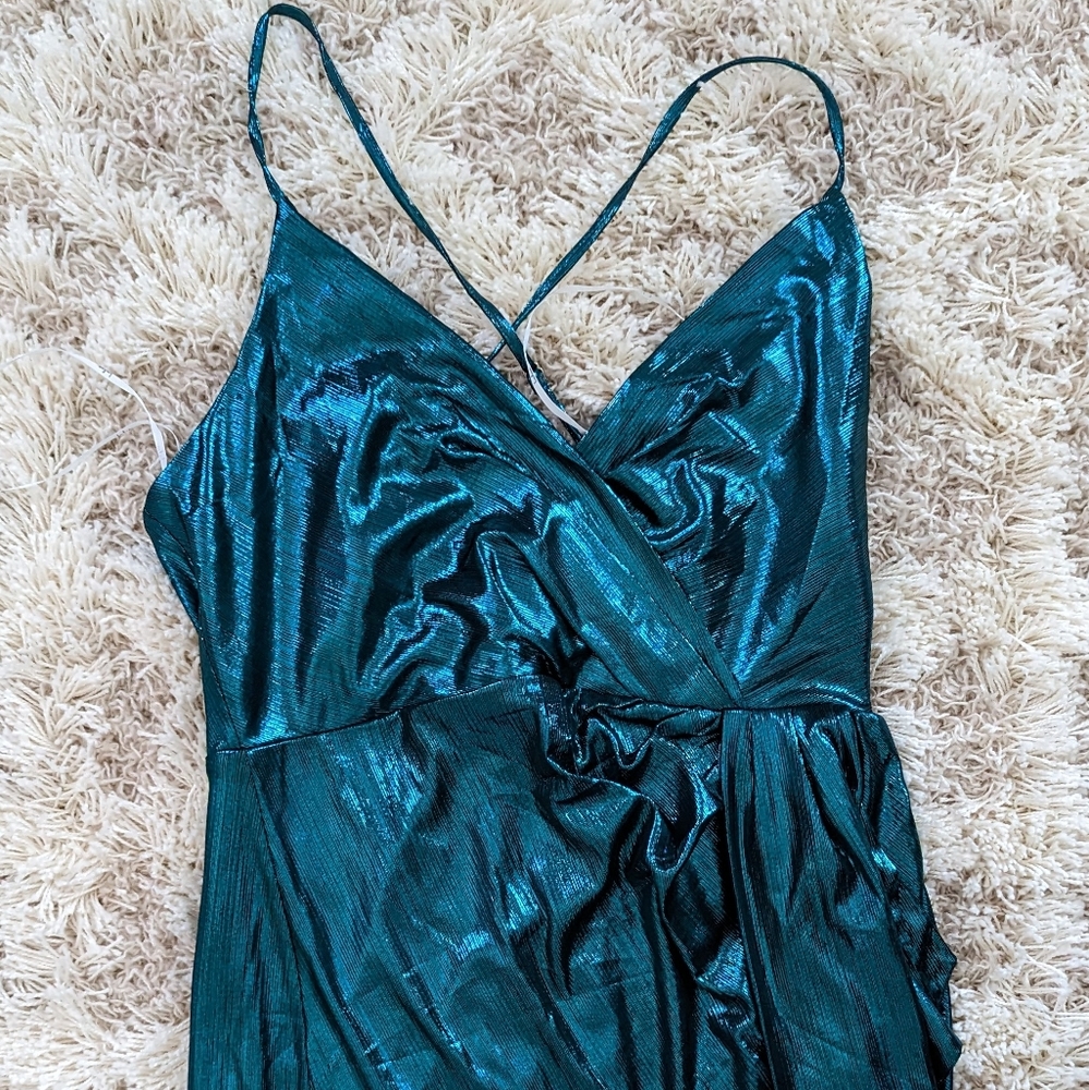 Lulu's Green Shimmer Mini Dress